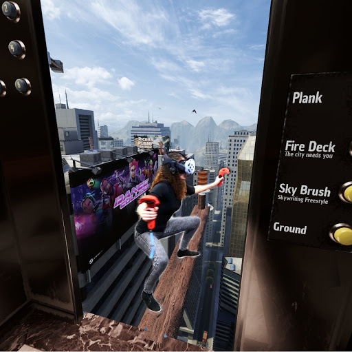 VR Team Building 80 storeys up walk the plank